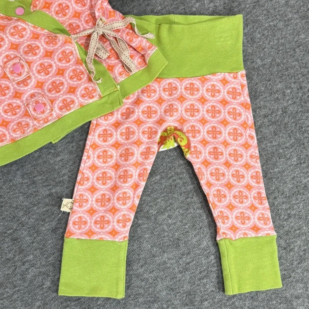 Lulolly Legs Boutique Organic Baby Knit Kimono Leggings Set Euro 0-6M Pink Green